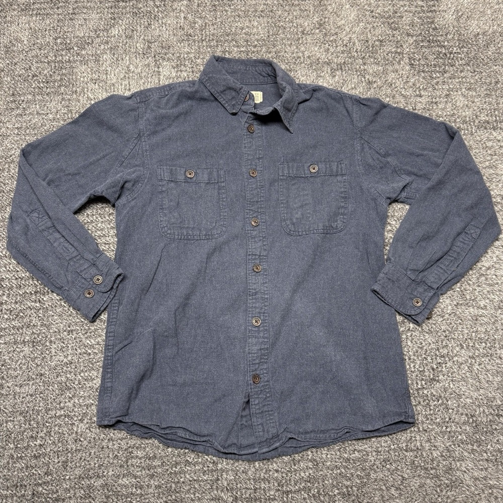 Duluth Trading Co Men's Sz M Navy Relaxed Fit Flannel Button Down Shirt Cotton